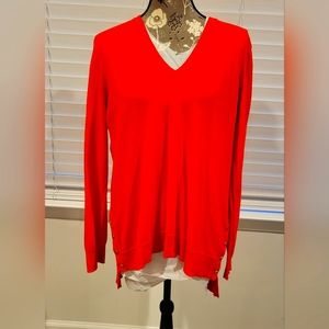 Micheal Kors Lightweight Orange V-neck Sweater
